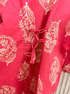 Pink Block Print Cotton Kurta