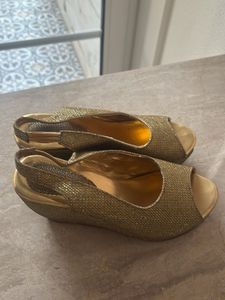 Gold Glitter Slingback Heels