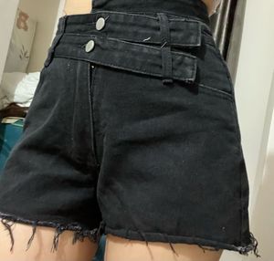 Black High Waisted Denim Shorts