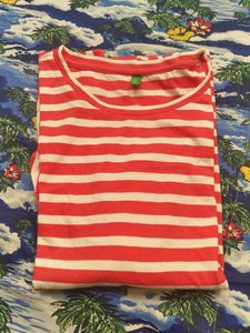 Benetton Striped Red & White T-Shirt