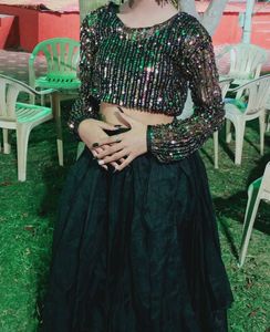 Sequin Top &amp; Black Tulle Skirt Set