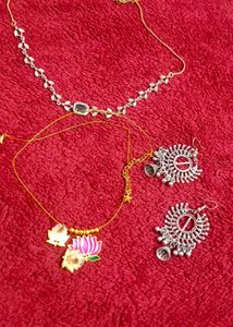 Elegant Lotus Design Necklace &amp; Earring Set