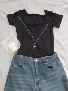 Elegant Silver Crystal Cross Pendant Necklace