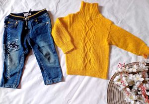 Very Beautiful Baby Boy Wool Top And Blue Jens