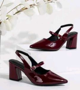 Maroon Patent Leather Slingback Heels