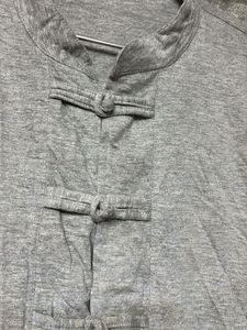 Grey Mandarin Collar Shirt