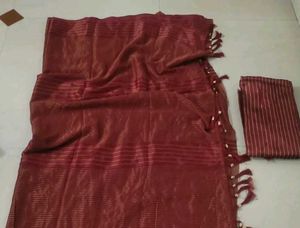Elegant maroon Striped Saree