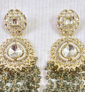Designer Partywear Long Stone Studded Earrings