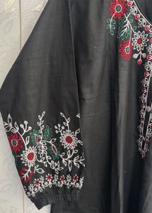 Elegant Embroidered Black Kurta