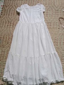White Embroidered Tiered Gown