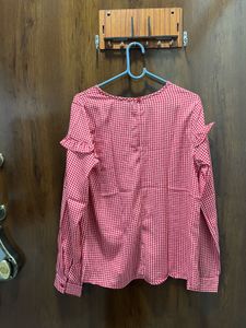 Harpa Red Gingham Ruffle Top