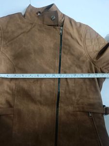 Brown Faux Suede Moto Jacket