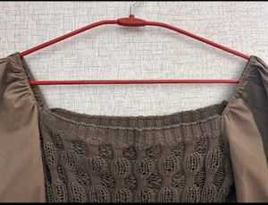 knit puff sleeve top