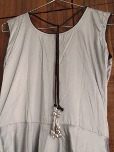 Silver With Black Embroidery Gown