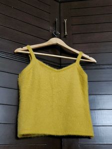 Women Mustard Fuzzy Tank Top