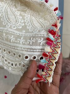 Elegant White Chikankari Kurta with Sequins