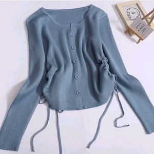 Korean Ruched Long Sleeve Top