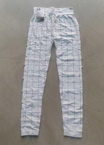 Checked Leggings with Pearl Detail
