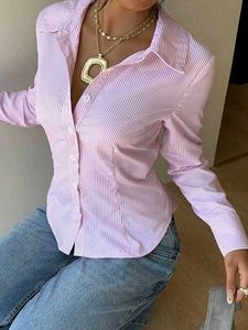 Chic Pink Striped Button-Up Shirt