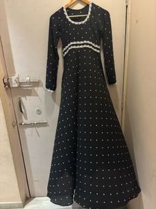 Elegant Black Polka Dot Maxi Dress