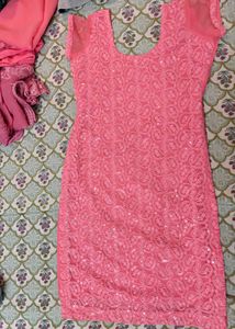 Pink Chikankari georgette Kurta churidar set
