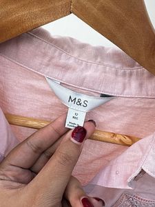 Pink Lace Detail Button-Up Shirt