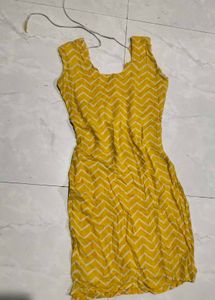 Yellow Chevron Print Kurta