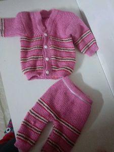 Pink Knit Baby Outfit