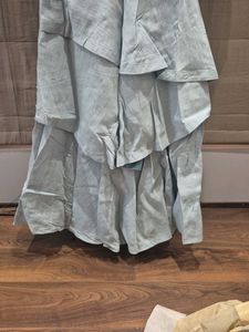 Light Blue Tiered Embroidered Gown