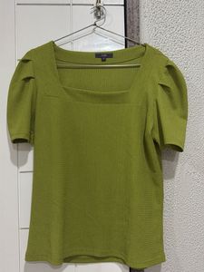 Olive Green Puff Sleeve Top