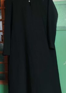 Elegant Black Abaya and Hijab with  Embellishments