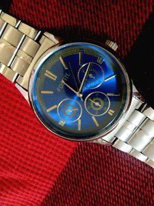 Fossil Blue Dial Stainless Steel Watch