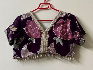 Purple Floral Embroidered Lehenga with dupatta