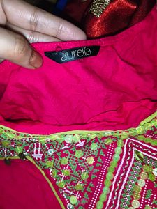 Embroidered Cotton Kurta with Mirror Work