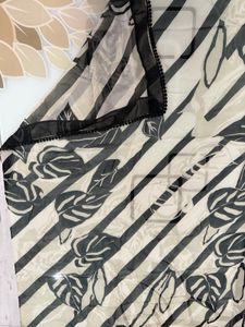 Elegant Black Floral Print Saree