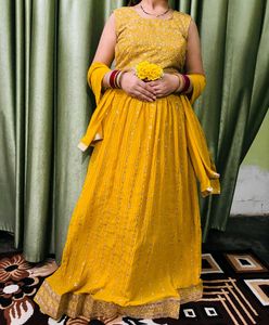 Beautiful Yellow Embroidered Lehenga Set
