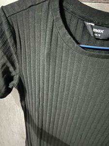 Max Black Ribbed Bodycon Midi Dress | Size XS