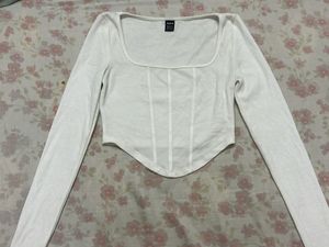 SHEIN - White Long Sleeve Corset Top