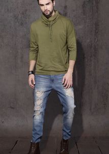 Olive Green Turtleneck T-Shirt