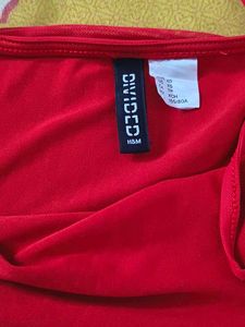 Red Mini H&amp;M Bodycon Dress with Ruffle Trim