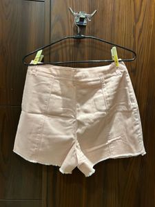 Blush Button-Front Denim Skirt