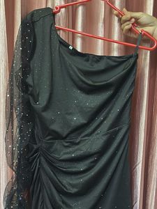Sparkly One-Shoulder Black Dress
