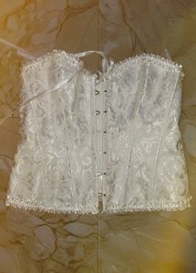White Jacquard Corset Top