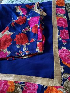 Blue Floral Lehenga Choli Set