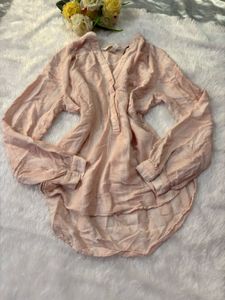 Light Pink Striped V-Neck Tunic