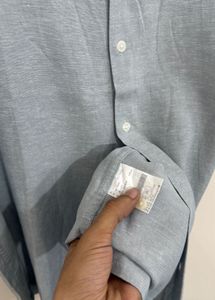 Light Blue Linen Blend Shirt