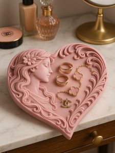 Elegant Blush Heart Jewelry Tray