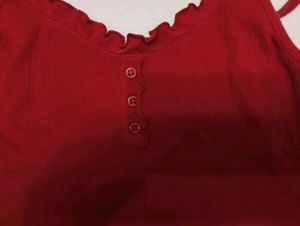 Red Button-Up Camisole Top