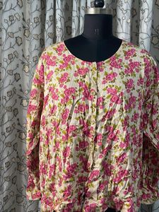 Floral Print Button-Up Blouse