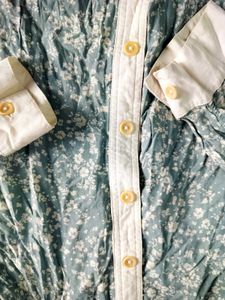 Floral Print Top with Classic Collar